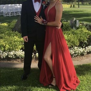 red prom dress, worn once, lined inside